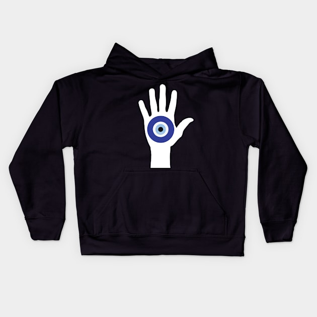 Hand of Hamsa Evil Eye Kids Hoodie by livania